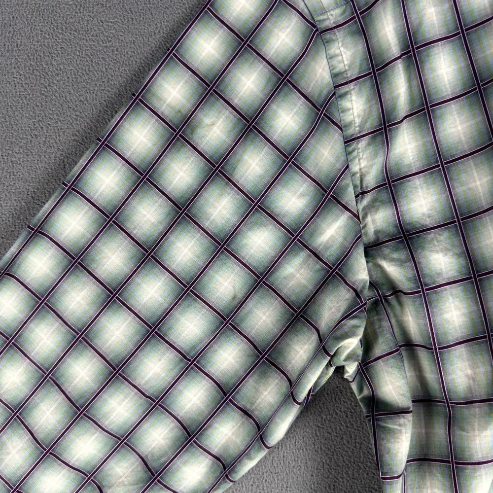 Robert Graham Shirt XL Green Purple Geometric Window Pane Colorful Flip Cuff